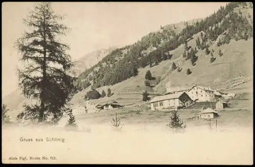 Cartolina Schlinig Südtirol Slingia Stadtpartie 1912