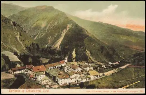 Cartolina Karthaus-Schnals Certosa Senales Stadtblick 1905  Südtirol