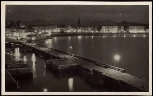 Postale San Sebastian Donostia / Donosti Stadt bei Nacht 1970