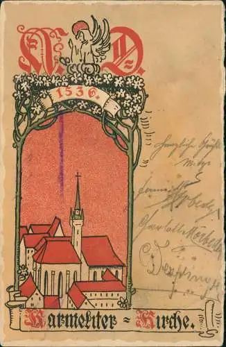 Ansichtskarte Wien Künstlerkarte Karmeliterkirche Leopoldstadt 1898