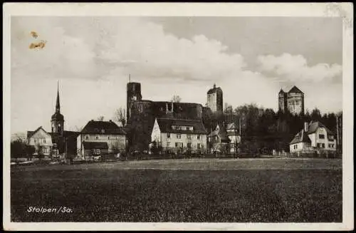 Ansichtskarte Stolpen Stadtpartie Goldner Löwe 1936