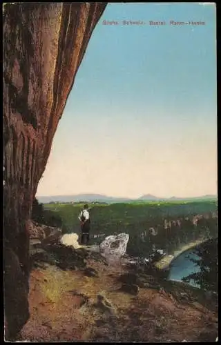 Ansichtskarte Rathen Sächsische Schweiz. Bastei. Rahm-Hanke 1916