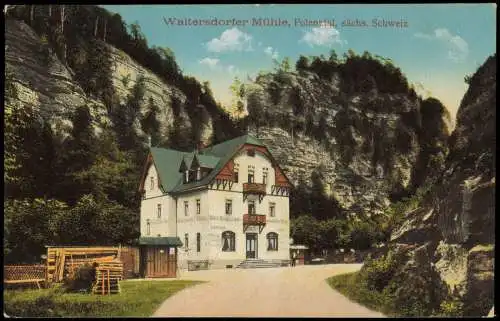 Ansichtskarte Polenz-Neustadt (Sachsen) Waltersdorfer Mühle, Polenztal 1919