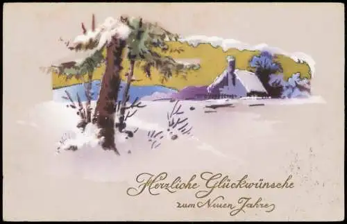 Ansichtskarte  Weihnachten - Christmas Winterlandschaft 1925 Gold-Effekt