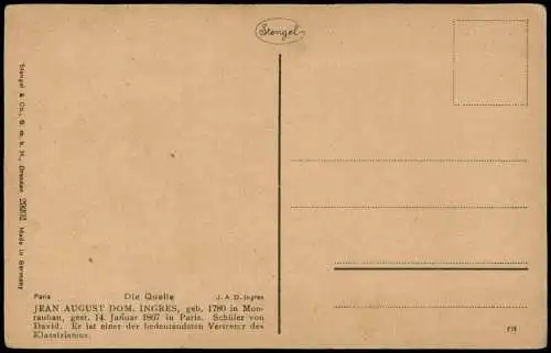 Ansichtskarte  Künstlerkarte: J.A.D. Ingres La Source Die Quelle 1911