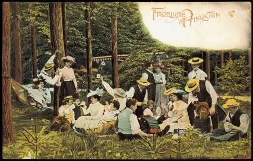 Ansichtskarte  Pfingsten Pentecost feiernde im Wald 1906