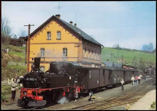 Ansichtskarte Jöhstadt (Erzgebirge) Bahnhof Dampflokomotive Eisenbahn 1998