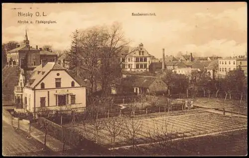 Niesky Oberlausitz Niska Kirche u. Pädagogium Knabenanstalt. 1922