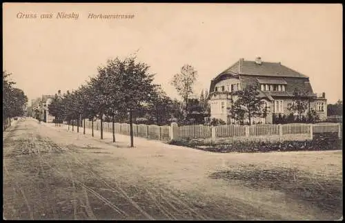 Ansichtskarte Niesky Oberlausitz  Horkaerstrasse Stadthaus 1920