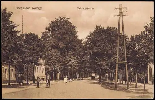 Ansichtskarte Niesky Oberlausitz Niska Bahnhofstrasse 1909