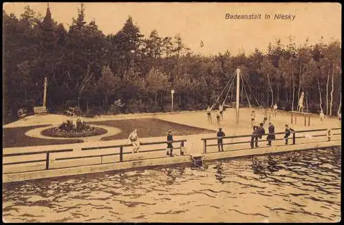 Ansichtskarte Niesky Oberlausitz Niska Badeanstalt Spielplatz 1911