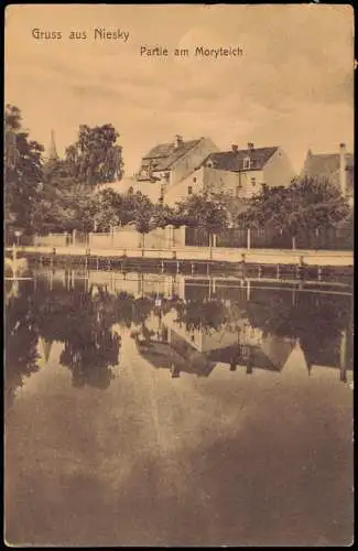 Ansichtskarte Niesky Oberlausitz Niska Stadtpartie am Moryteich 1912