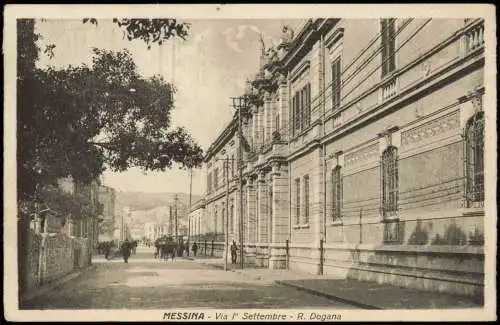 Cartolina Messina Via 1° Settembre - R. Dogana 1927