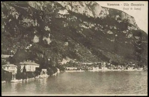 Cartolina Varenna Pr. Lecco Villa Monastero Lago di Como 1912