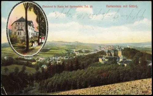 Ansichtskarte Hartenstein (Sachsen) 2 Bild Stadt und Meierei 1912