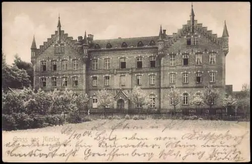 Ansichtskarte Niesky Oberlausitz Niska Missionshaus 1904  gel. Bahnpoststempel