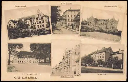 Niesky Oberlausitz Niska Mädchenanstalt Ortsschule Knabenanstalt MB 1910