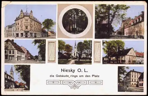 Niesky Oberlausitz Niska Mehrbild Gebäude rings um den Platz 1911