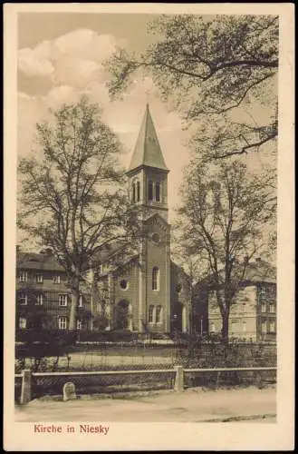 Ansichtskarte Niesky Oberlausitz Niska Straßenpartie an der Kirche 1916