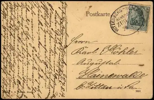 Ansichtskarte Niesky Oberlausitz Niska Poststrasse. 1914  gel. Bahnpoststempel