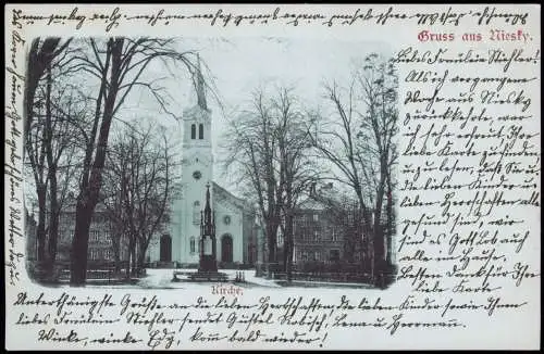 Ansichtskarte Niesky Oberlausitz Niska Kirche Mondscheinlitho 1902