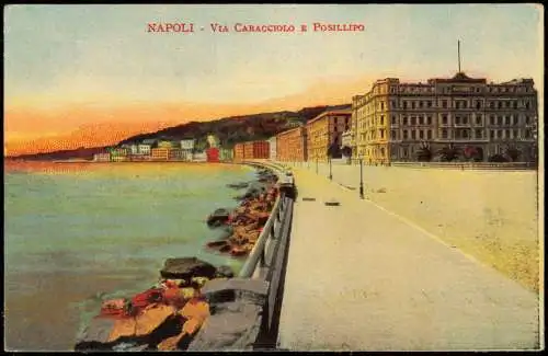 Cartolina Neapel Napoli Via Caracciolo e Posillipo 1913