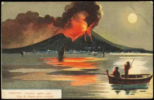 Cartolina Neapel Napoli Vesuv Vesuvio Vesuvius Eruzione vista Napoli 1912