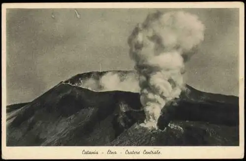 Cartolina Catania Etna Cratere Centrale Vulkan Vulcano 1932