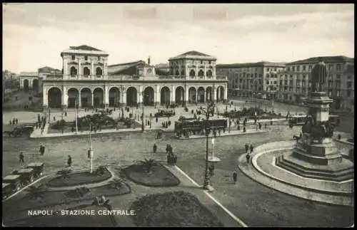 Cartolina Neapel Napoli Stazione Centrale Bahnhof 1932