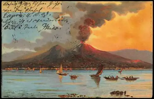 Cartolina Neapel Napoli Vesuv Vesuvio Vesuvius Künstlerkarte 1903