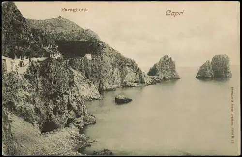 Cartolina Capri Faraglioni 1912  Italen Italia