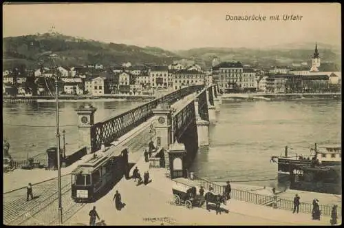 Ansichtskarte Urfahr-Linz Donaubrücke mit Urfahr 1907