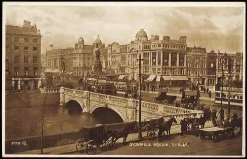 Dublin Baile Átha Cliath O'CONNELL BRIDGE Tram Straßenbahn 1928