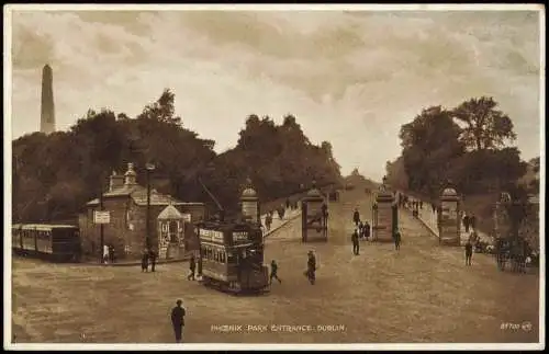 Dublin Baile Átha Cliath PHOENIX PARK ENTRANCE Tram Straßenbahn 1928