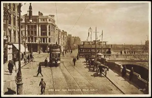 Dublin Baile Átha Cliath EDEN QUAY FROM BACHELORS WALK 1928  Ireland Irish