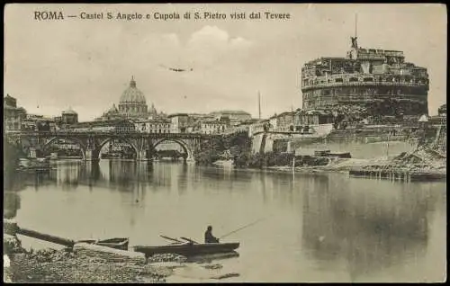 Rom Roma Castel S. Angelo e Cupola di S. Pietro visti dal Tevere 1919