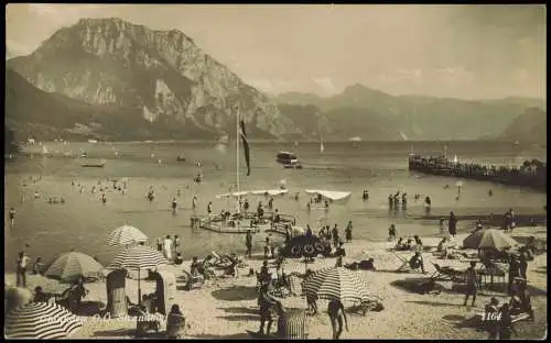 Ansichtskarte Gmunden (Salzkammergut) Strandbad Seebrücke Strandkorb 1929