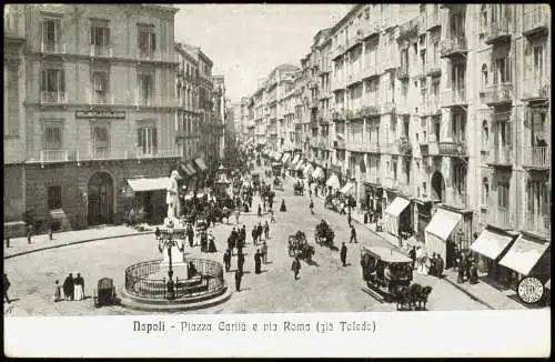 Cartolina Neapel Napoli Piazza Carità e via Roma (già Toledo) 1909