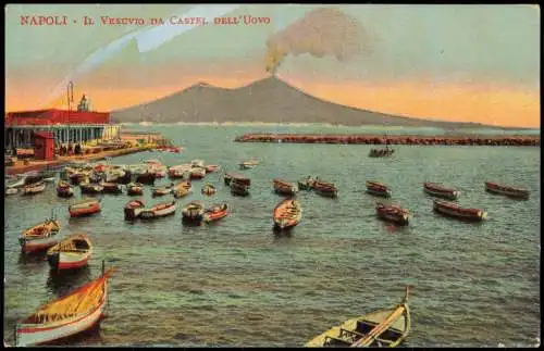 Cartolina Neapel Napoli Il Vesuvio Vesuv da Castel dell´Uovo 1913