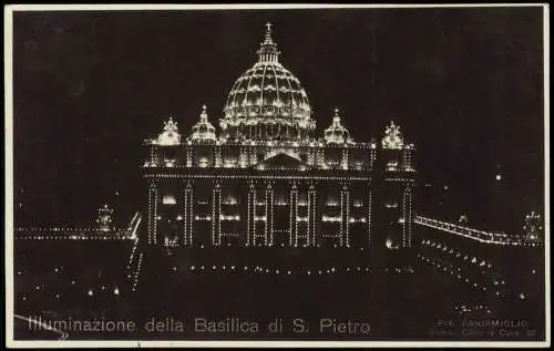 Postcard Vatikanstadt Rom Illuminazione della Basilica di S. Pietro 1929