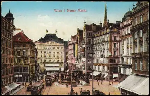 Ansichtskarte Wien Neuer Markt Tram Straßenbahn 1919