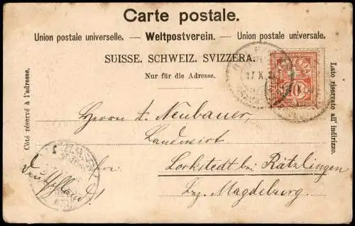 Ansichtskarte Davos Postkutsche Dreigespann Pferde 1907  Helvetia Schweiz