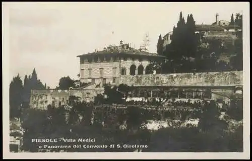 Cartolina Fiesole Villa Medici e Panorama del Convento di S. Girolamo 1930