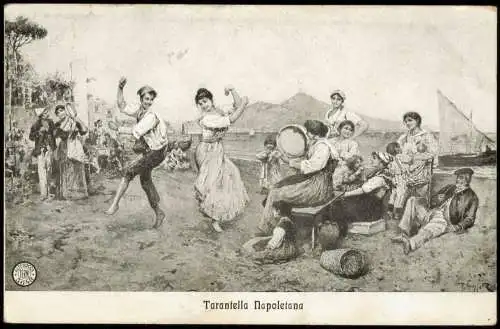 Cartolina Neapel Napoli Tarantella Napoletana Typen Trachten 1912