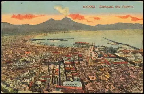 Cartolina Neapel Napoli Pamorama col Vesuvio Vesuv 1912