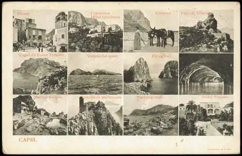 Cartolina Capri Mehrbild: Hôtel Quisisana Costume Piazza 1912