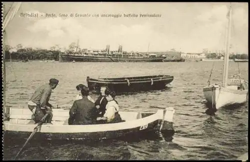 Brindisi Porto, Seno di Levante con ancoraggio battello Peninsulare 1913