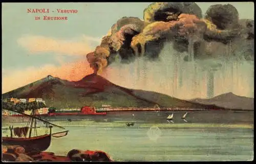 Cartolina Neapel Napoli Vesuv Vesuvio Vesuvius in Eruzione 1911