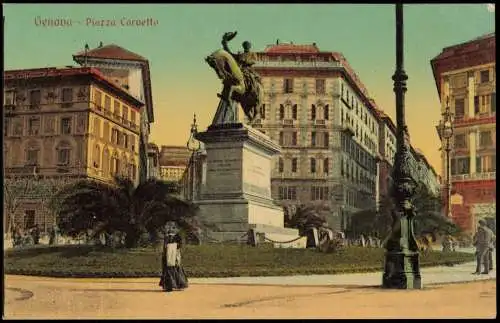 Cartolina Genua Genova (Zena) Piazza Corvetto 1912