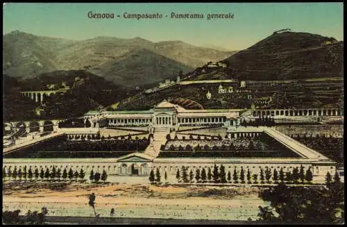 Cartolina Genua Genova (Zena) Camposanto Panorama generale 1912